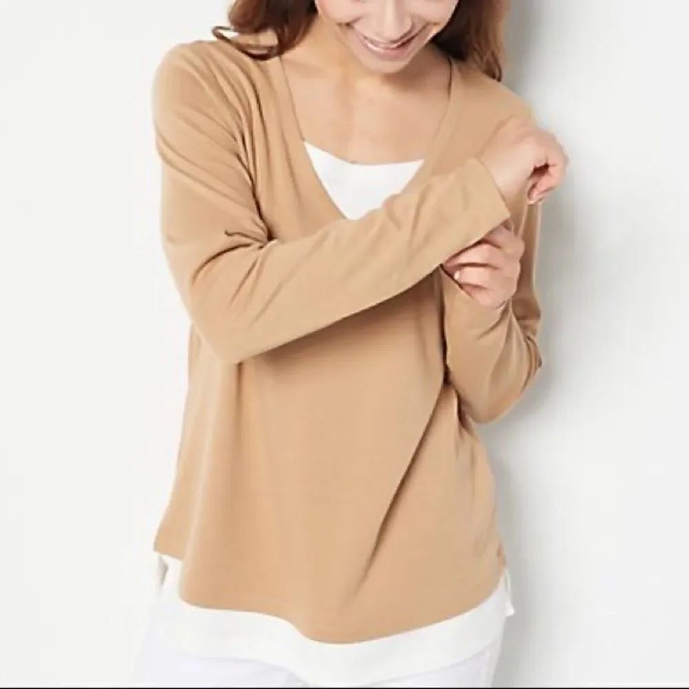 Isaac Mizrahi Live! Essentials Pima Cotton Layered Look Top